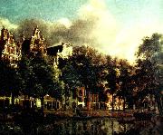 Jan van der Heyden kanal i amsterdam oil on canvas
